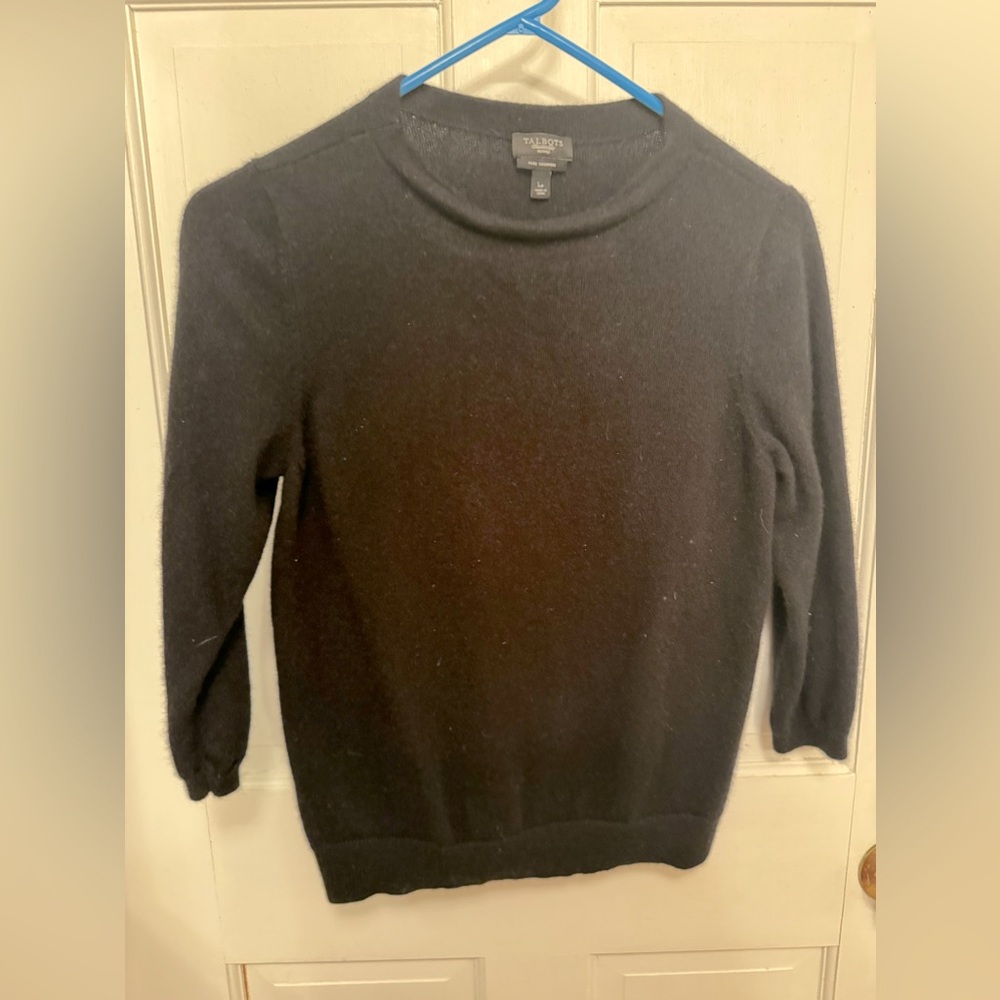 Talbot’s black cashmere crew neck sweater L petitite